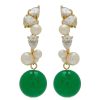 Accessories * | Completedworks Closeout Sale 14K Gold Plated Silver White Topaz Pearl Jade Stud Earrings