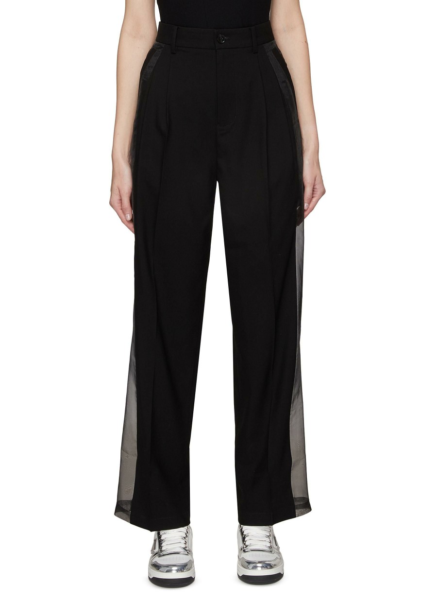 Clothing * | Feng Chen Wang Fashion Sheer Panel High Rise Wide Leg Pants