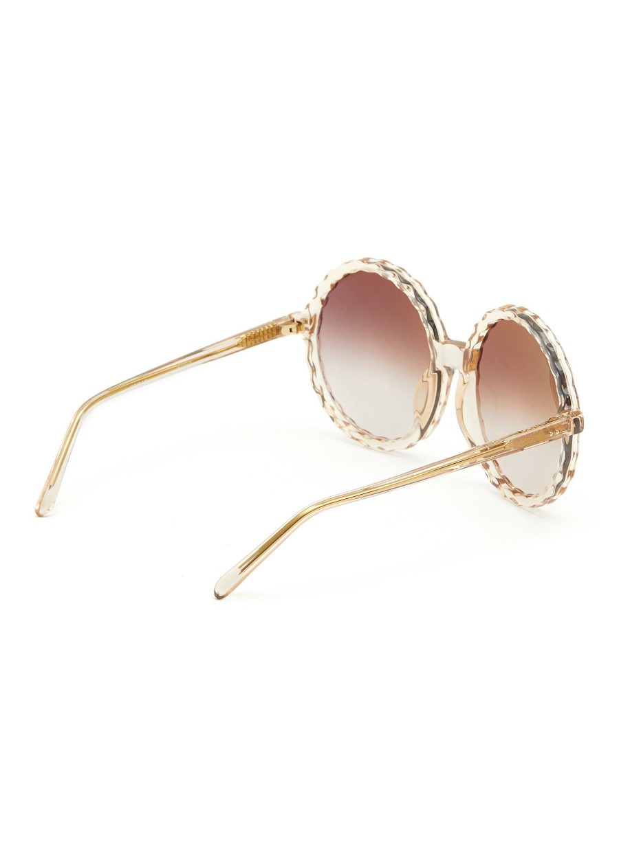 Accessories * | Linda Farrow Clearance 'Nova' Acetate Round Frame Mocha Gradient Lens