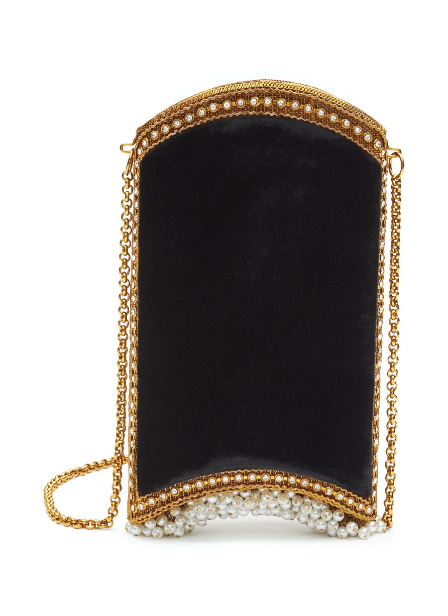 Accessories * | Mae Cassidy Discount 'Velvet' Pearl Crystal Embellished Velvet Phone Pouch