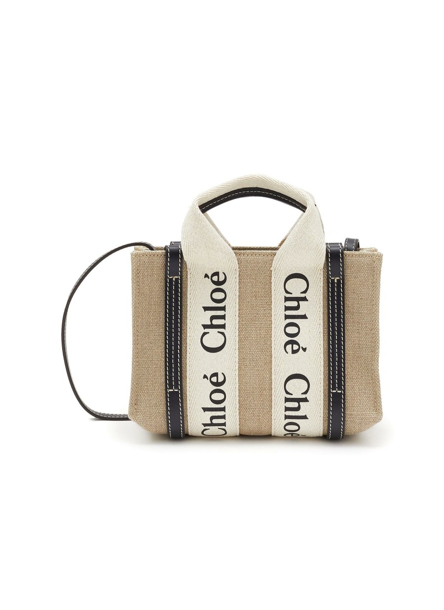 Bags * | Chloe Hot Sale Mini 'Woody' Eco Canvas Tote Bag