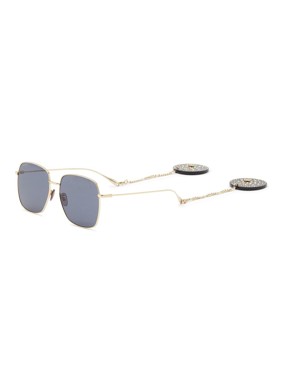 Accessories * | Gucci Free Delivery Discoball Charm Metal Frame Grey Lens Sunglasses