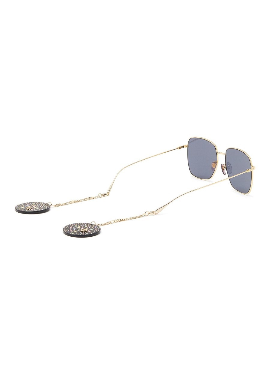 Accessories * | Gucci Free Delivery Discoball Charm Metal Frame Grey Lens Sunglasses