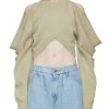 Clothing * | Alexander Wang Closeout Sale Inverted V-Neck Hem Cropped Crewneck Pullover