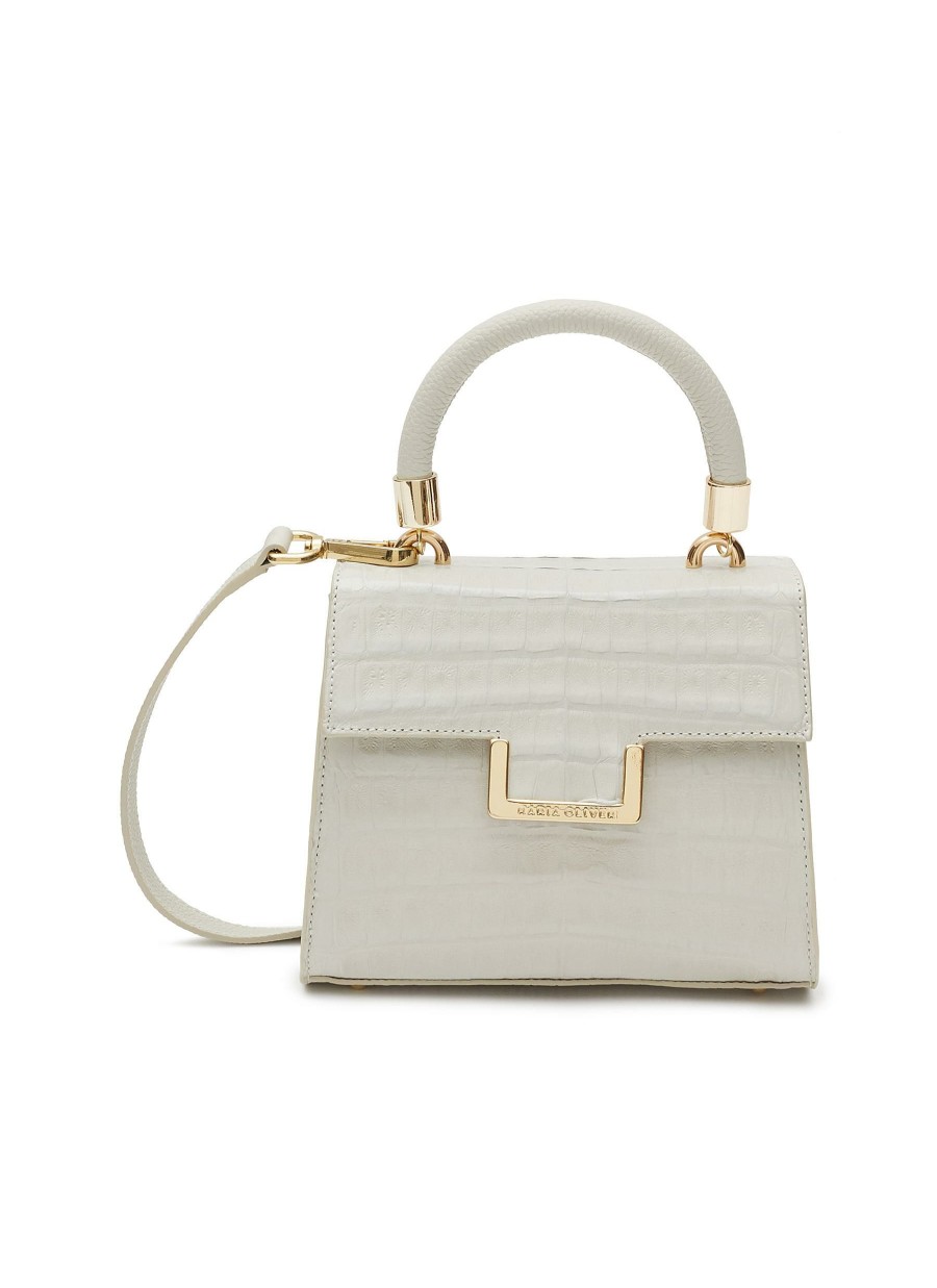 Bags * | Maria Oliver Online Mini 'Michelle' Top Handle Python Leather Bag