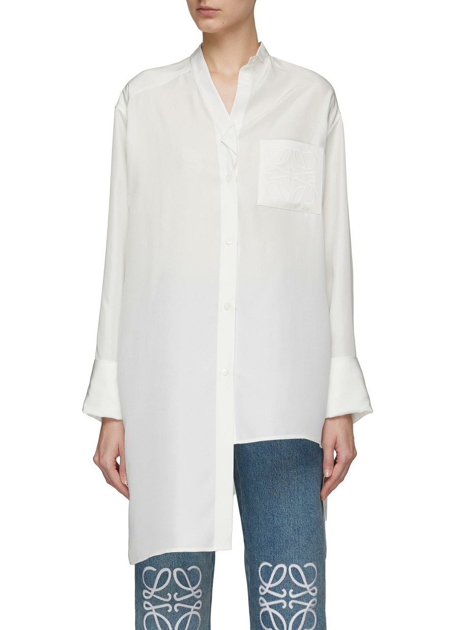 Clothing * | Loewe Discount Long Sleeve Asymmetric Cotton Silk Blend Shirt