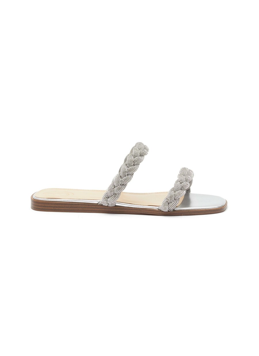 Shoes * | Sam Edelman Hot Sale 'Inette' Crystal Embellished Double Braided Band Slides