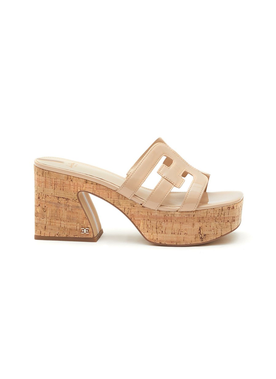 Shoes * | Sam Edelman Best Sellers 'Dev' 85 Double E Leather Cork Platform Sandals