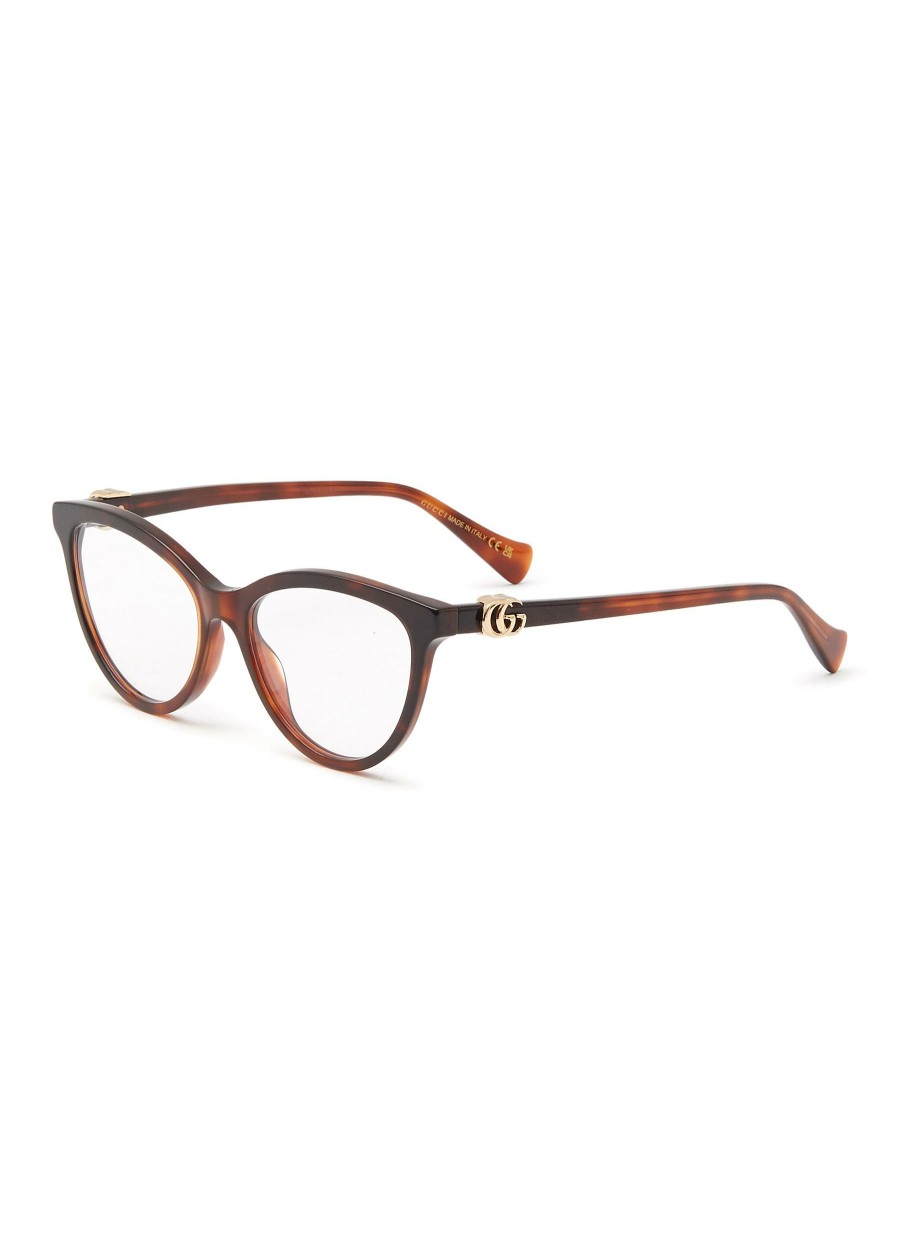 Accessories * | Gucci Tendy Style Logo Applique Acetate Frame Cat Eye Optical Glasses