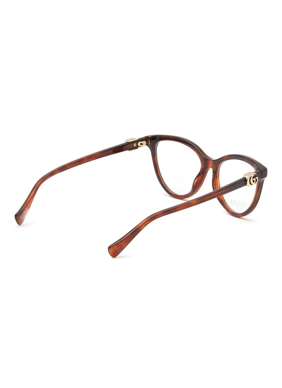 Accessories * | Gucci Tendy Style Logo Applique Acetate Frame Cat Eye Optical Glasses