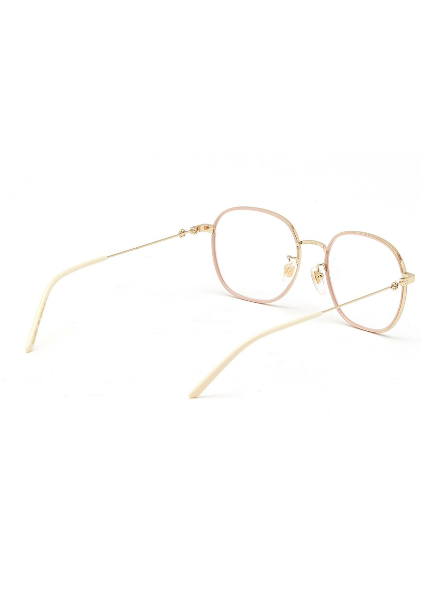 Accessories * | Gucci Shop Square Metal Frame Logo Temple Optical Glasses