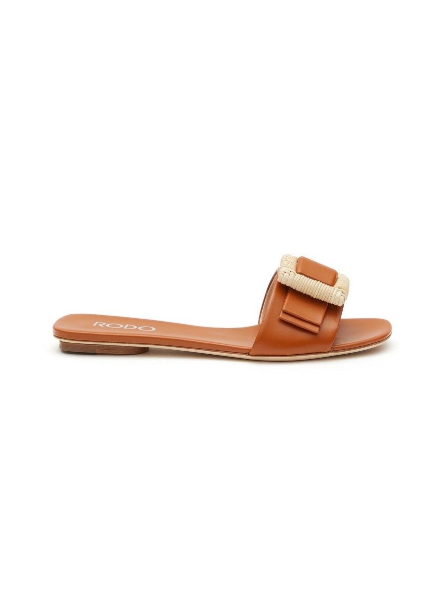 Shoes * | Rodo Outlet Sale 'Bonnie' Wicker Buckle Leather Slides