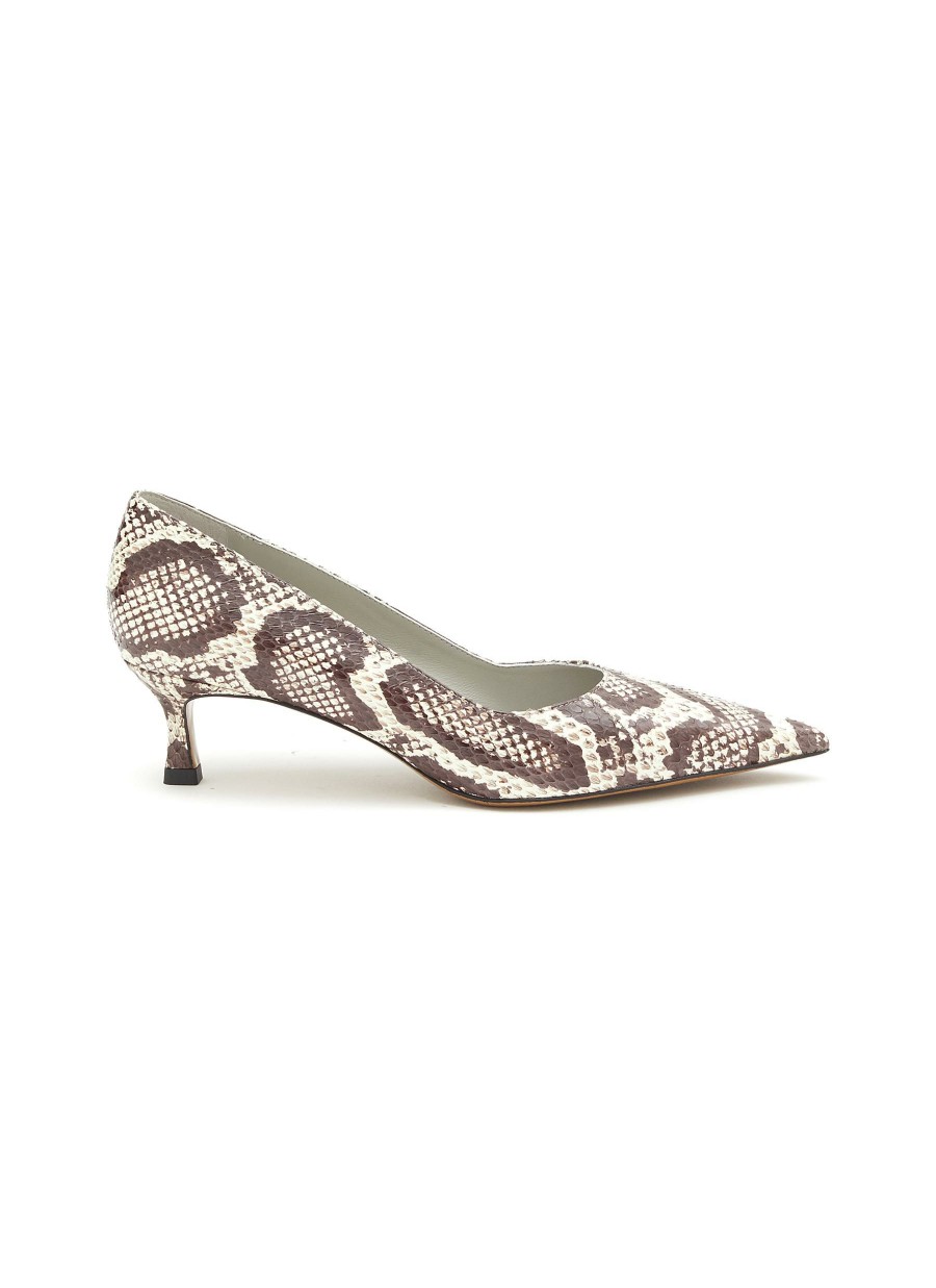 Shoes * | Equil Excellent Quality 'Roma' 45 Snakeskin Print Leather Point Toe Pumps