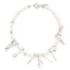 Accessories * | Justine Clenquet Premium Palladium Plated Faux Pearl Safety Pin Choker