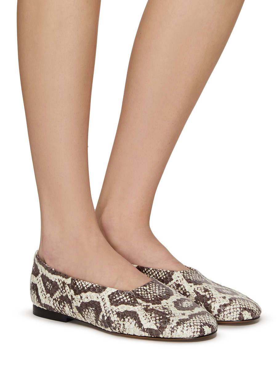 Shoes * | Equil Hot Sale 'Venezia' Round Toe Snakeskin Leather Ballerina Flats