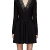 Clothing * | Alaia Free Delivery Perforated Vienne Motif V-Neck Long Sleeve Skater Dress