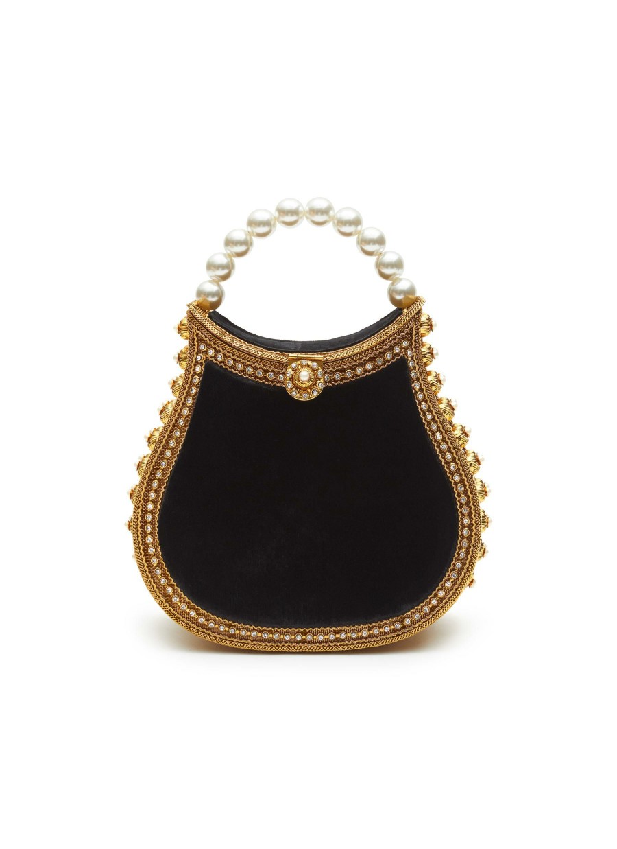 Bags * | Mae Cassidy Best Sale 'Nimmi' Pearl Top Handle Velvet Bag