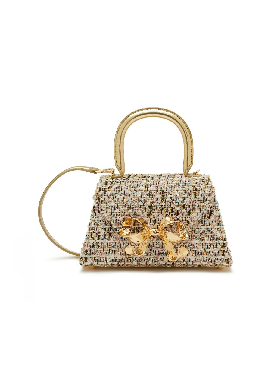 Bags * | Self-Portrait Free Delivery Mini 'Bow Envelope' Boucle Crossbody Bag