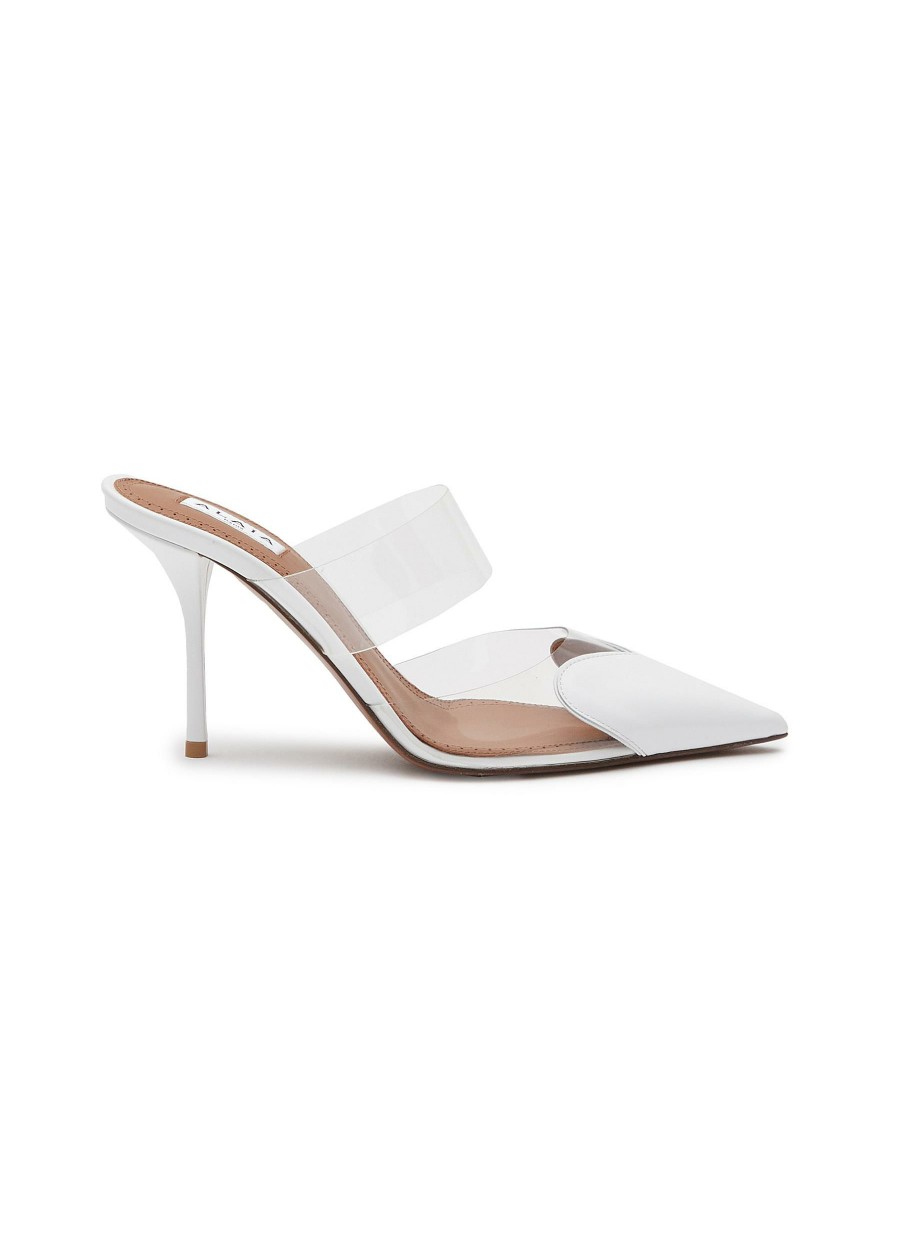 Shoes * | Alaia Best Sale 'Coeur' 90 Pvc Strap Patent Leather Mules