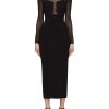 Clothing * | Roland Mouret Online Sheer Panel Padded Shoulder Midi Dress