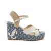 Shoes * | Jimmy Choo Fashion 'Dellena' 100 Monogram Denim Wedged Sandals