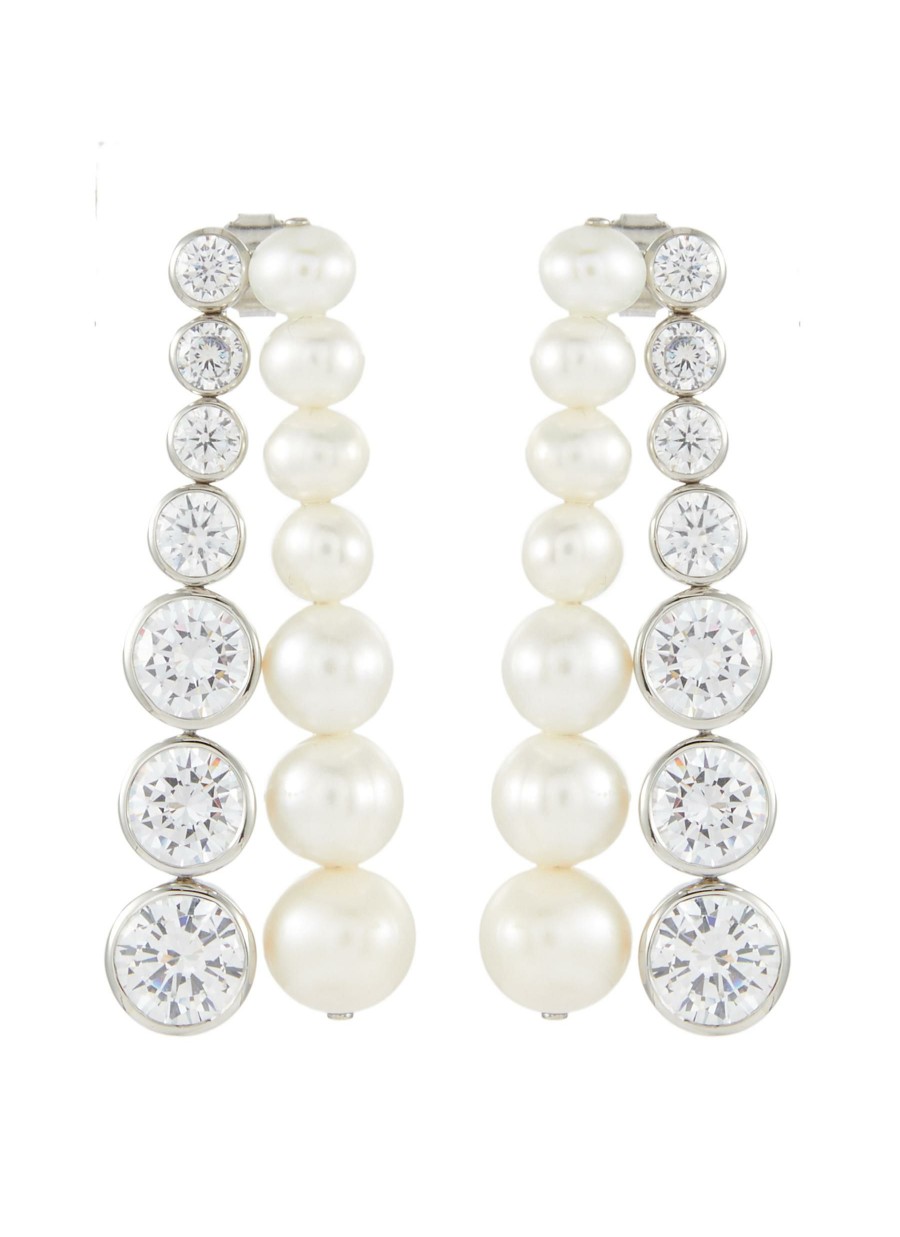 Accessories * | Completedworks Good Quality 14K Platinum Plated Sterling Silver Pearl Mismatched Earrings