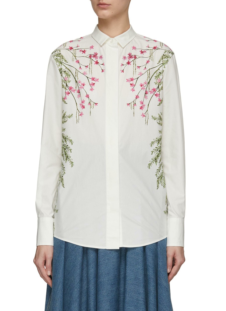 Clothing * | Giambattista Valli Hot Sale 'Willow' Long Sleeve Floral Pattern Poplin Shirt