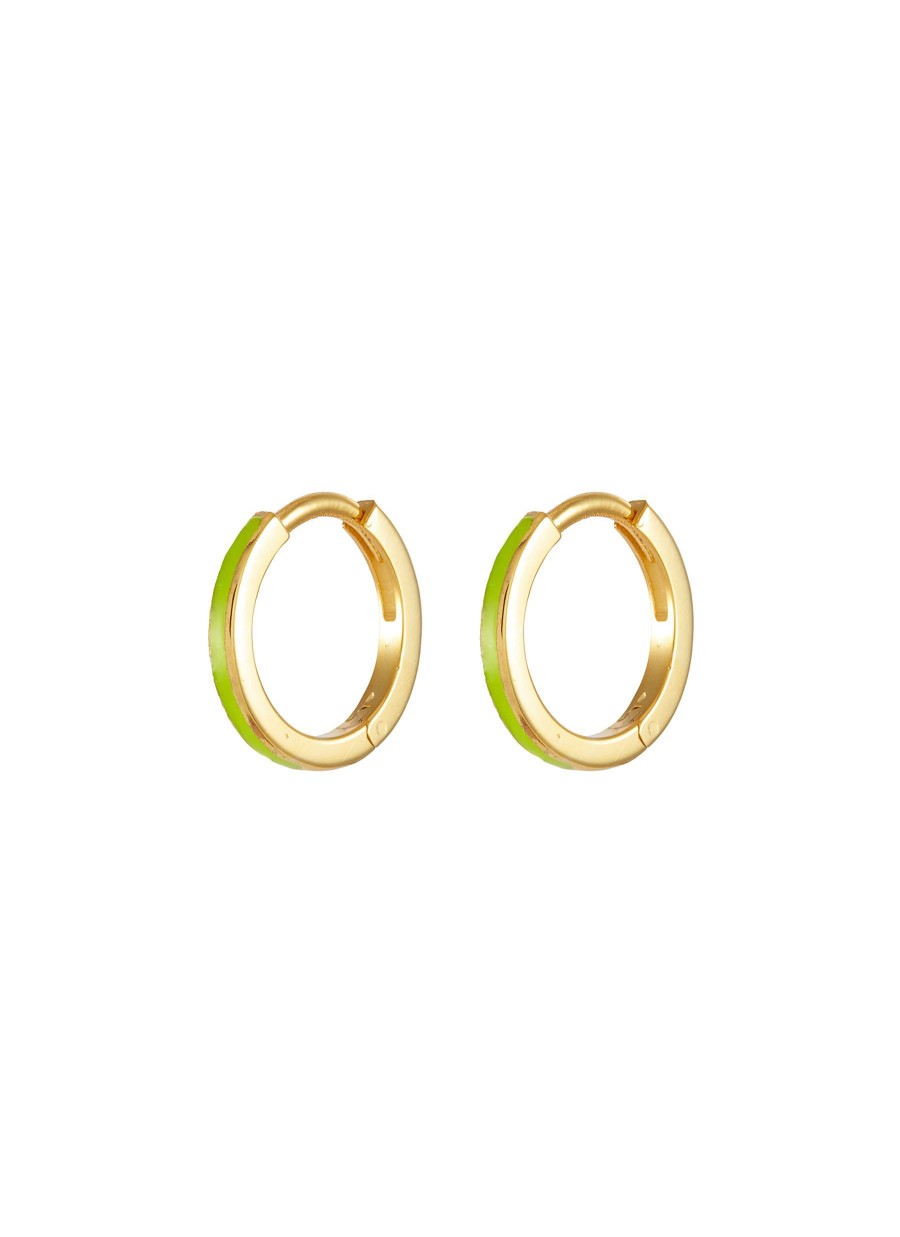 Accessories * | Eyem Discount 18K Gold Plated Sterling Silver Enamel Midi Hoop Earrings