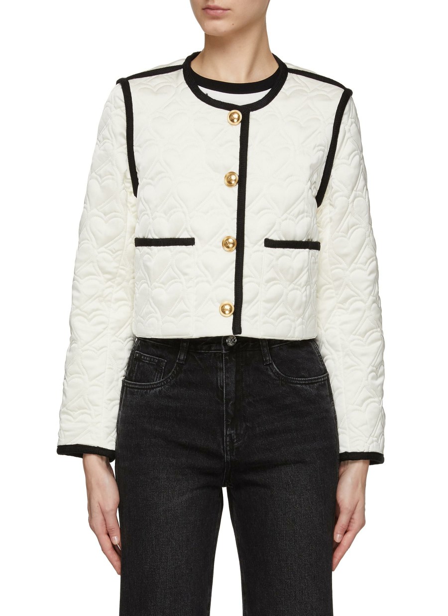 Clothing * | Mo&Co. Flash Sale Contrast Trim Heart Pattern Quilted Jacket