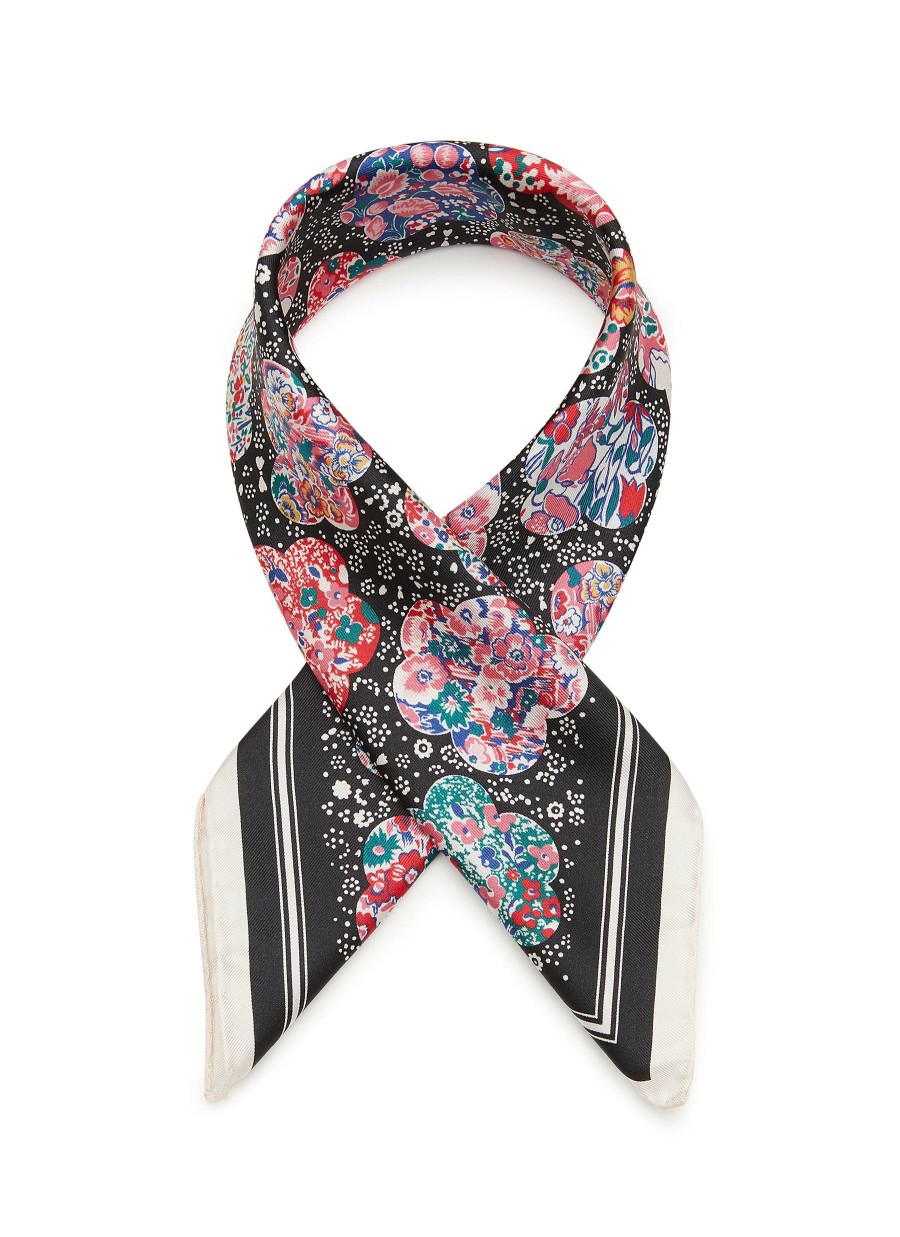 Accessories * | Liberty London Closeout Sale 'Sky Garden' Contrast Trim Silk Twill Scarf