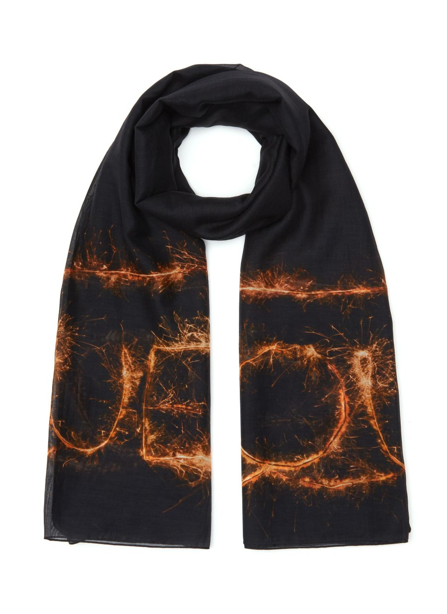 Accessories * | Alexander Mcqueen Best Sellers Logo Sparkler Print Silk Scarf