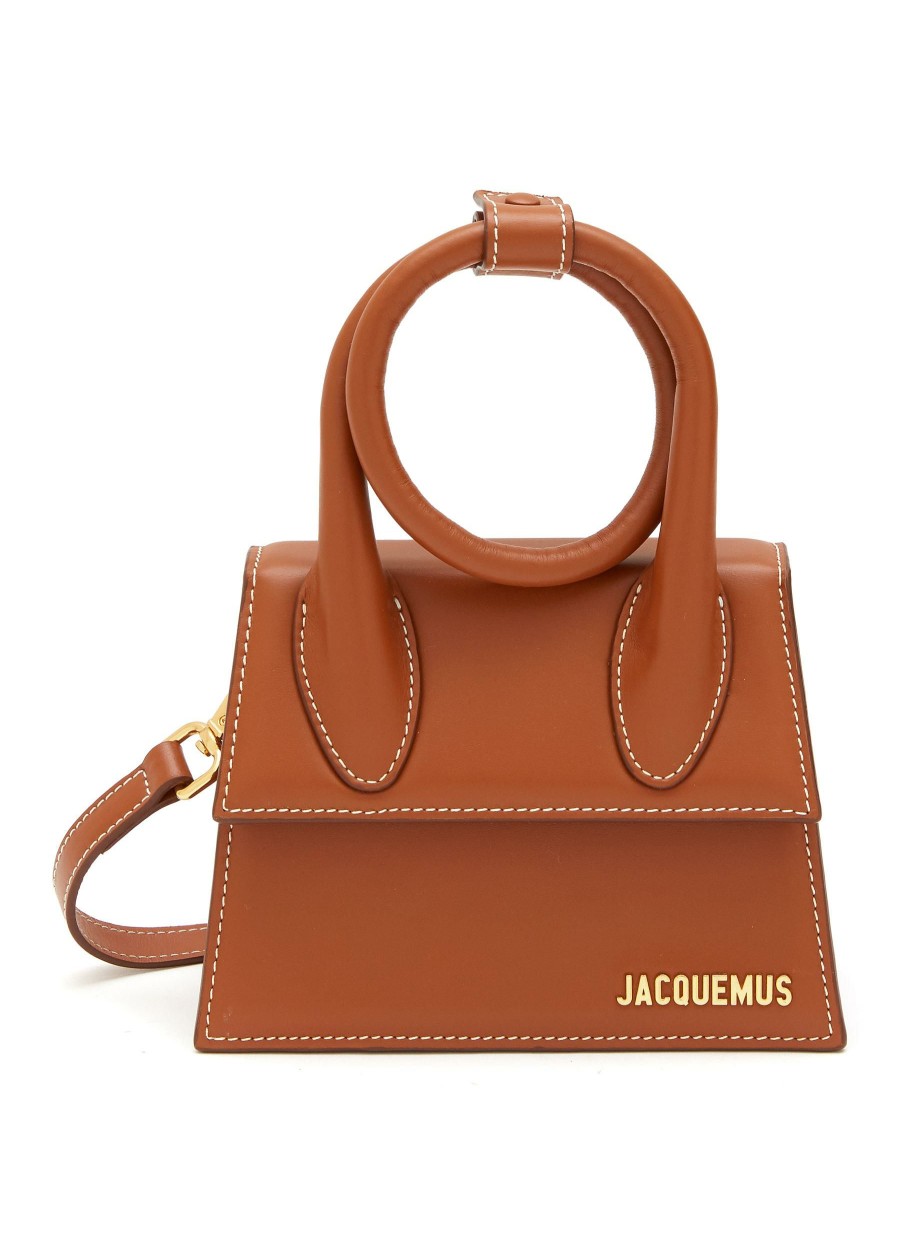 Bags * | Jacquemus Hot Sale 'Le Chiquito Noeud' Convertible Top Handle Leather Crossbody Bag