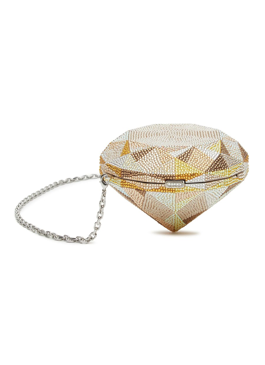 Bags * | Judith Leiber Crazy Deals Diamond Canary Chain Crystal Clutch