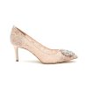 Shoes * | Sjp By Sarah Jessica Parker Outlet 'Amira' 70 Crystal Embellished Buckle Point Toe Lace Pumps