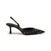 Shoes * | Alexander Wang Outlet 'Delphine' Crystal Embellished Logo Satin Slingback Mules