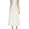 Clothing * | Giambattista Valli Online Floral Embroidery Sleeveless Cotton Poplin Midi Dress