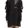 Clothing * | Feng Chen Wang Outlet Sale Sheer Panel Ruffle Detail Sleeve Mini Shirt Dress