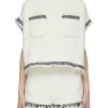 Clothing * | Sacai Quick Delivery Chest Pocket Mock Neck Open Back Cropped Tweed Top