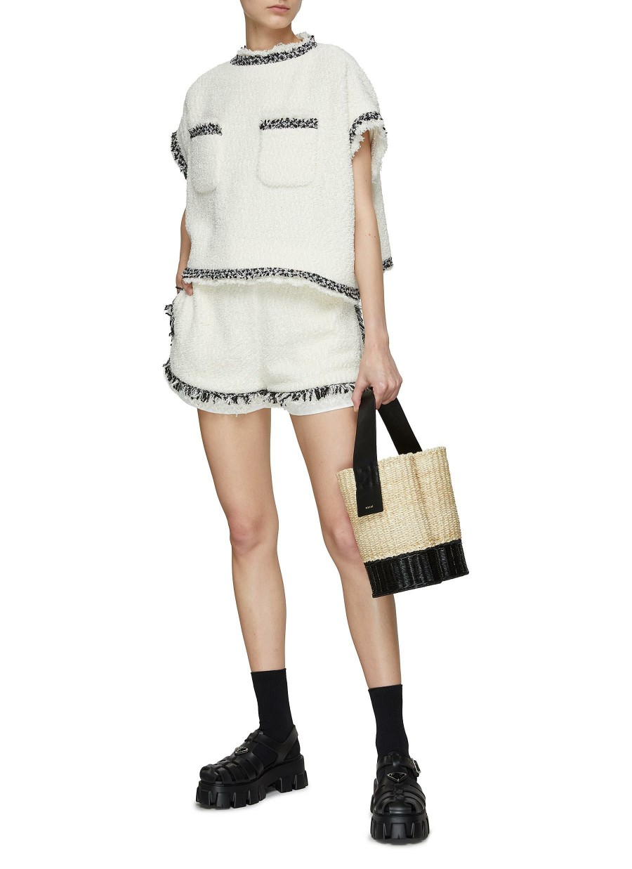 Clothing * | Sacai Quick Delivery Chest Pocket Mock Neck Open Back Cropped Tweed Top