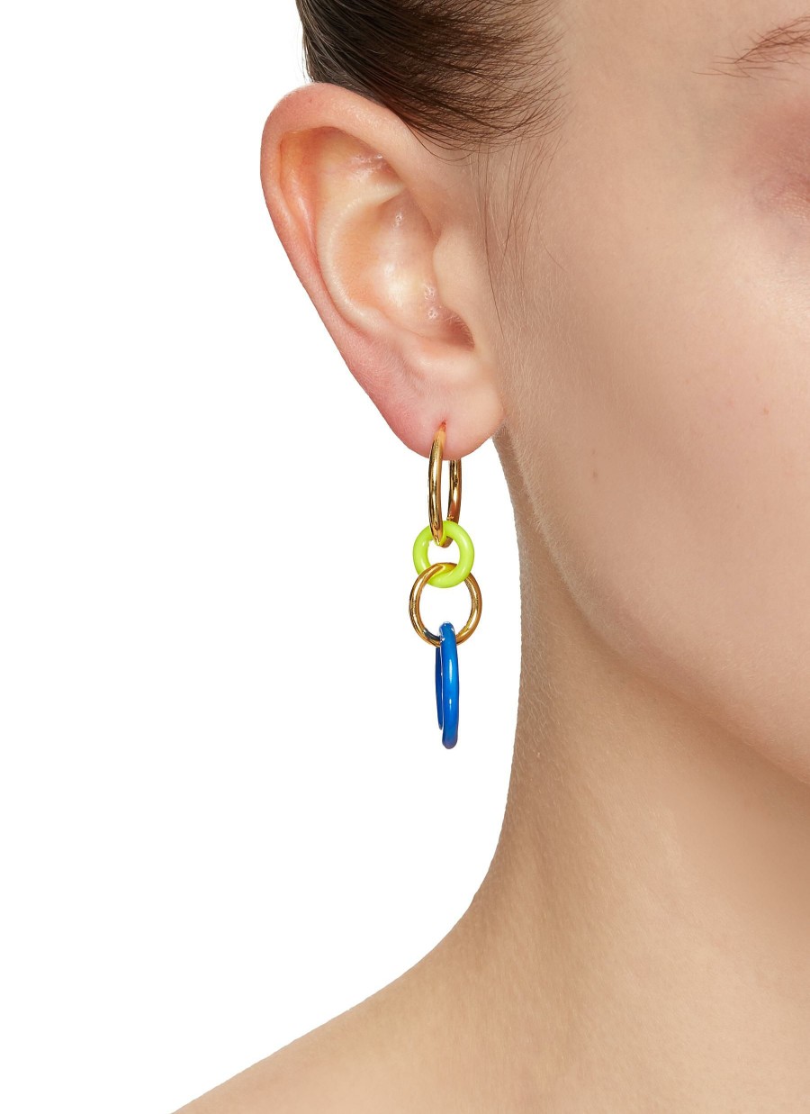 Accessories * | Eyem Good Quality 'Hula Hoop' 18K Gold Plated Sterling Silver Enamel Drop Earrings