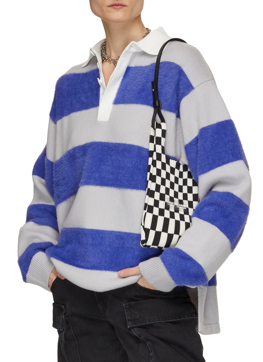 Bags * | Lastframe Best Sellers Mini 'Ichimatsu' Chequered Knit Tote Bag