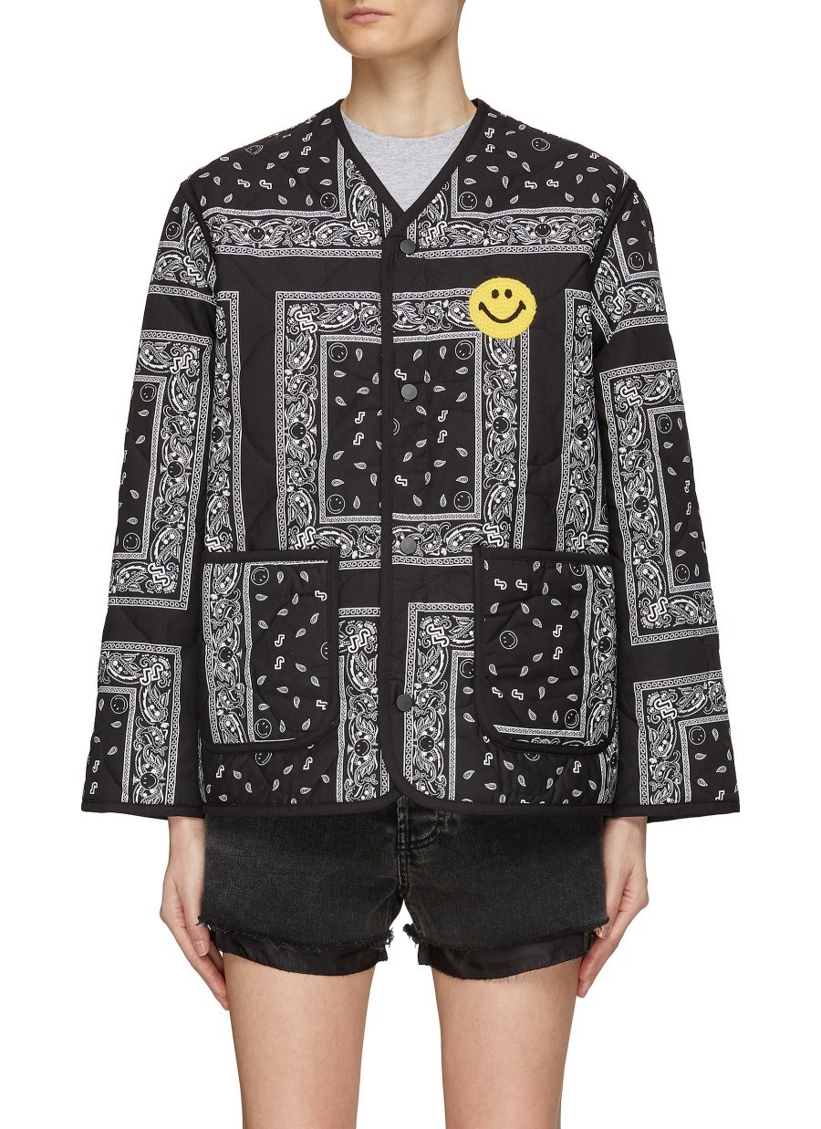 Clothing * | Joshua'S Good Quality Crocheted Smiley Face Quilted Bandana Jacket