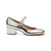 Shoes * | Gianvito Rossi Outlet 'Ribbon' 45 Metallic Leather Heeled Mary Jane Ballerinas