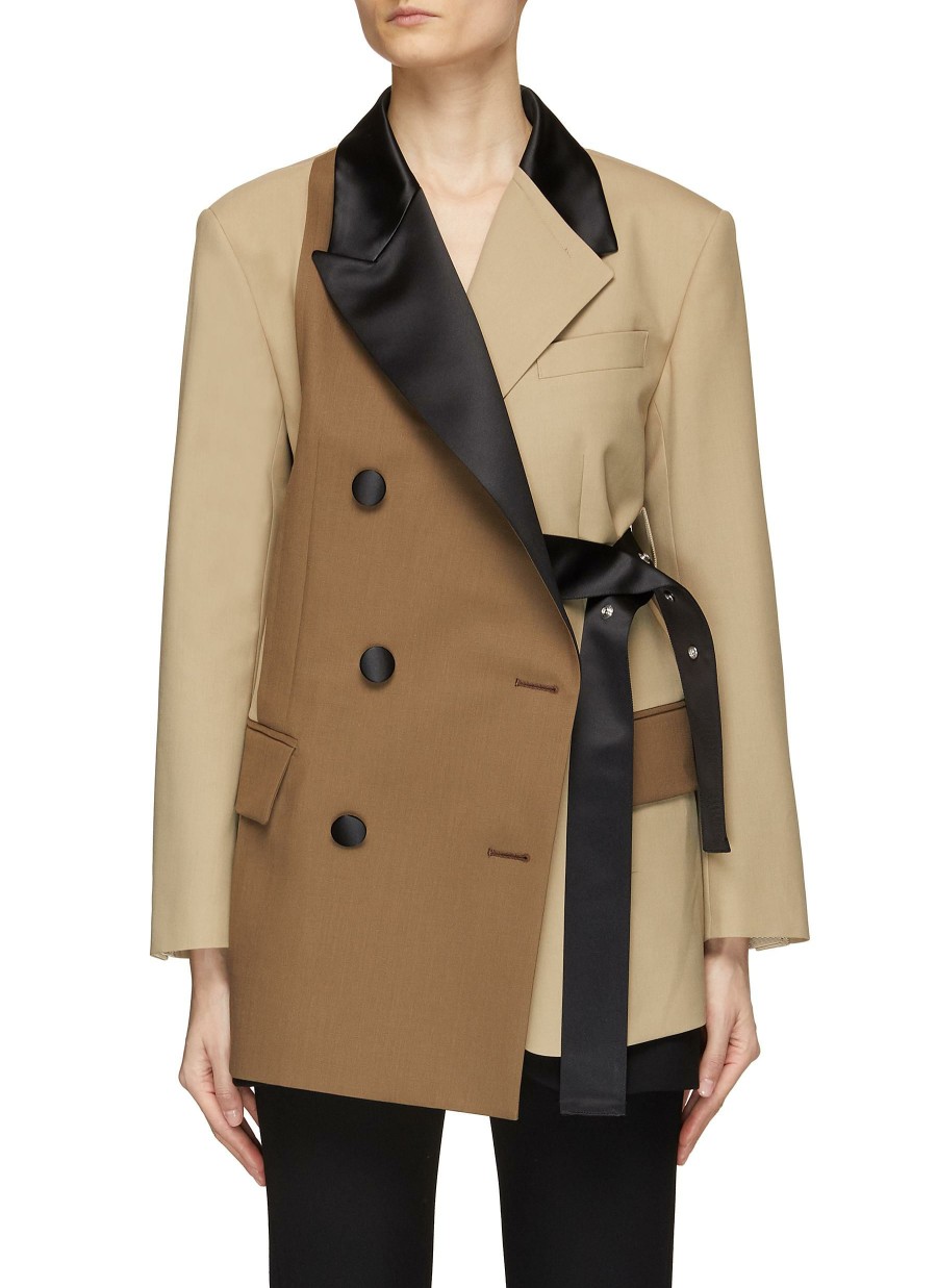 Clothing * | Sacai Fashion Belted Asymmetric Double Breasted Jacket