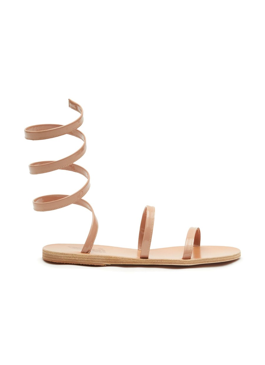 Shoes * | Ancient Greek Sandals Clearance 'Ofis' Coiled Ankle Strap Patent Leather Sandals