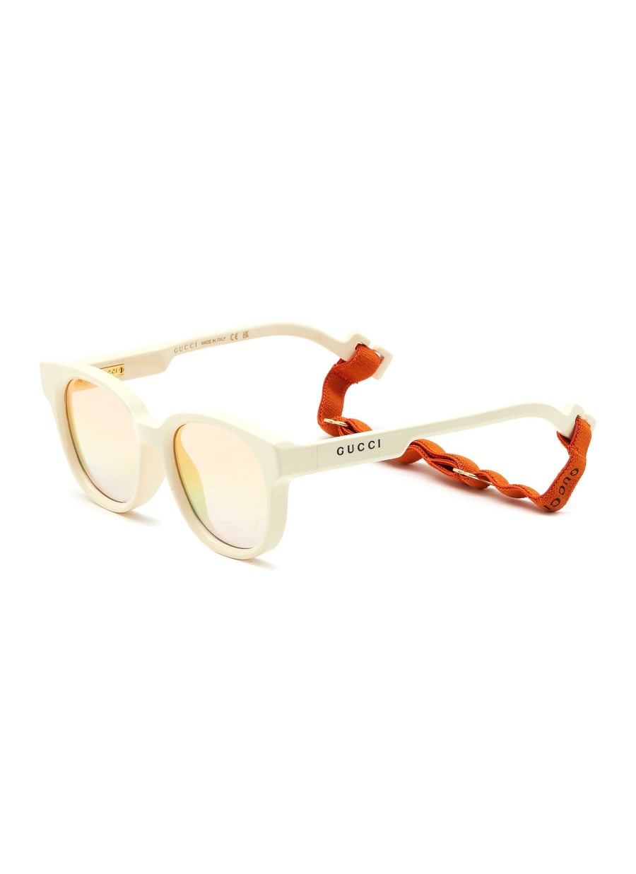 Accessories * | Gucci Crazy Deals Detachable Strap Acetate Round Frame Pink Lens Sunglasses