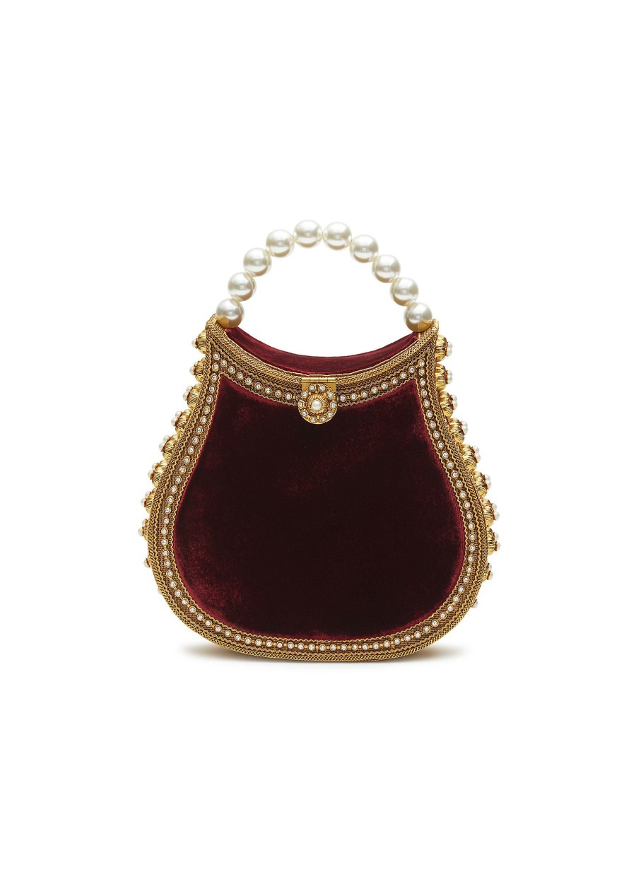 Bags * | Mae Cassidy Excellent Quality 'Nimmi' Pearl Top Handle Velvet Bag