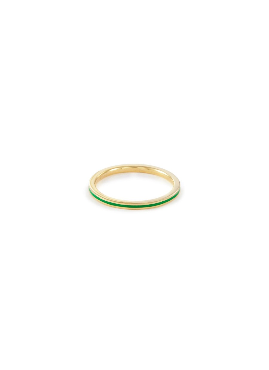 Accessories * | Eyem Excellent Quality 18K Gold Plated Sterling Silver Enamel Slim Band Ring