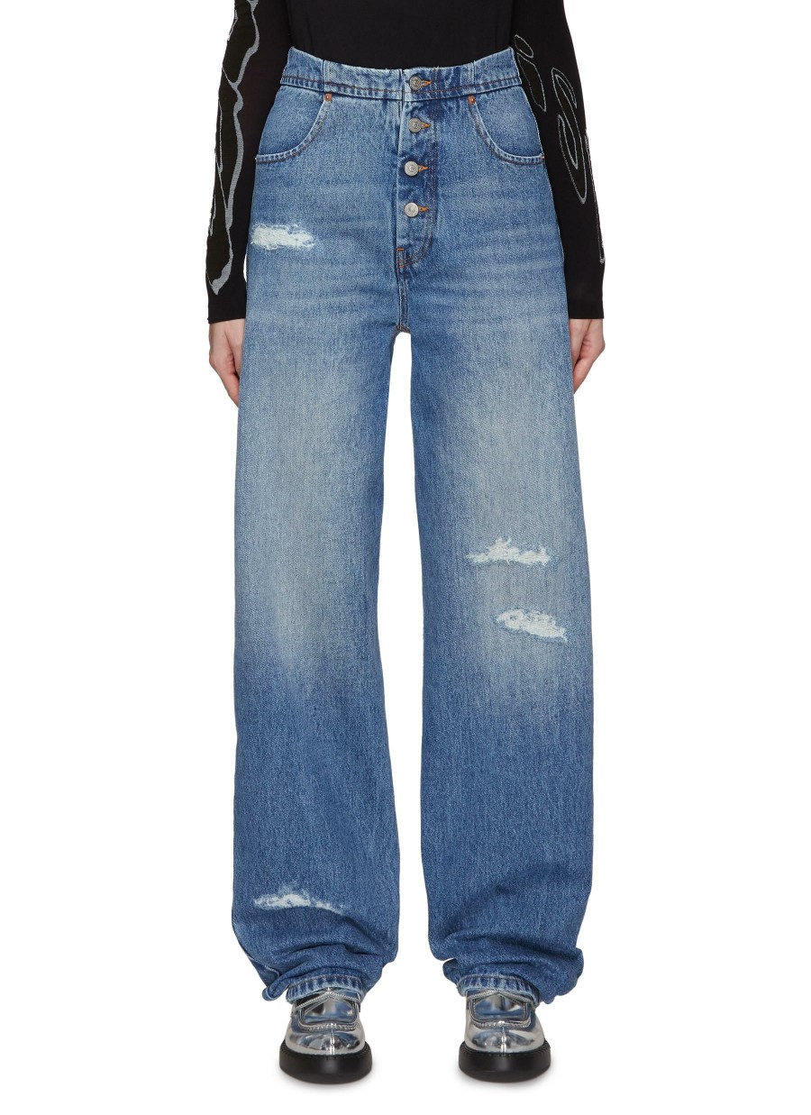 Clothing * | Mm6 Maison Margiela Outlet Sale 4 Button High Waist Ripped Jeans