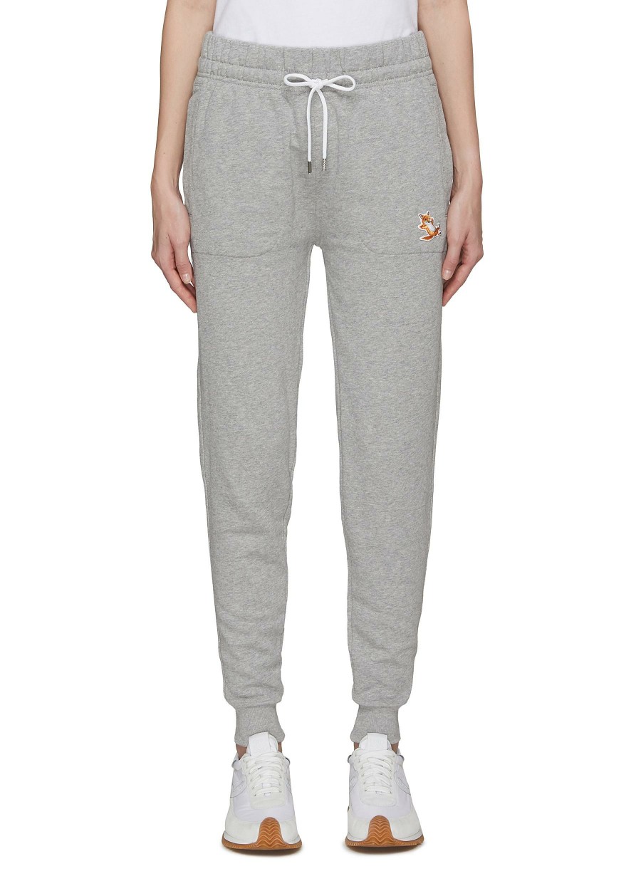 Clothing * | Maison Kitsune Hot Sale Chillax Fox Patch Cotton Jogger Pants